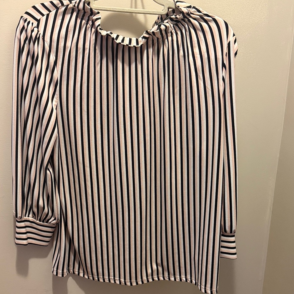 Adrianna Papell Black and White Striped Blouse